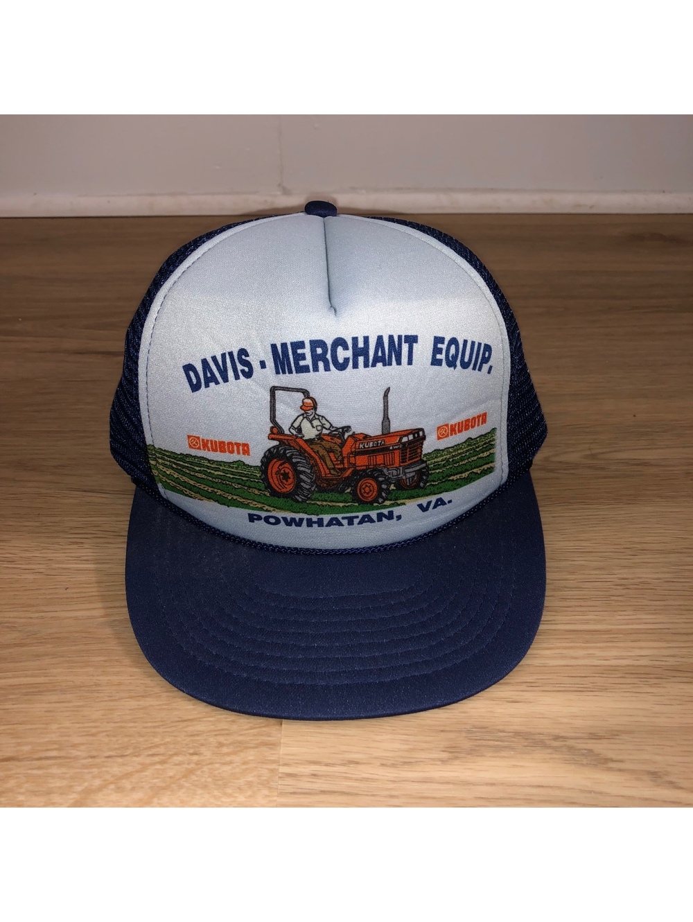 VINTAGE KUBOTA DAVIS MERCHANT EQUIP POWHATAN VIRGINIA TRUCKER MESH SNAPBACK HAT